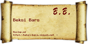 Beksi Bars névjegykártya